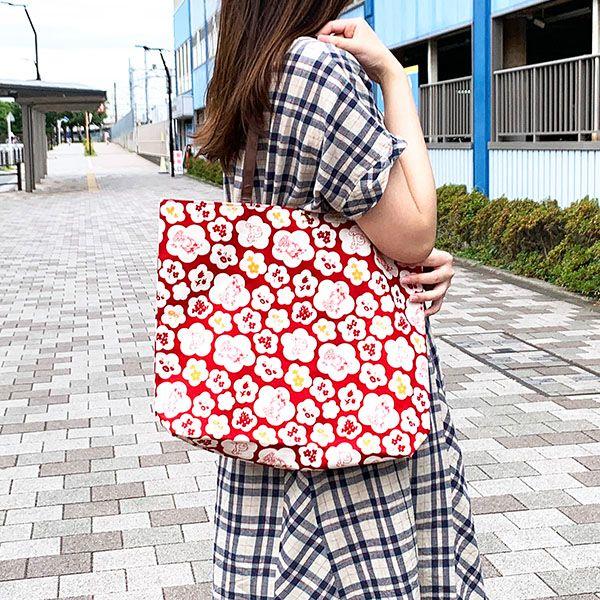Mizumori Ado Japanese Pattern Series Hand Tote Bag Red Tote Bag Outing Ado-chan