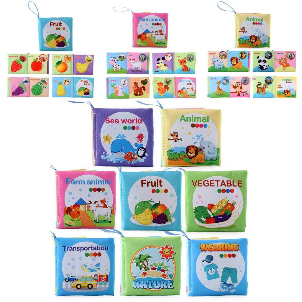 Soft Cloth Book For Early Education Of English Animals And Transportation