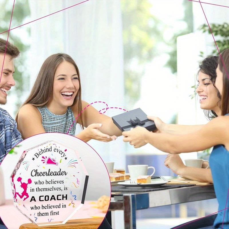 Women’s Cheerleading Coach Gift: Geometric Acrylic Plaque – Thank You/Appreciation (Birthday/Retirement, Office Desk Decor).