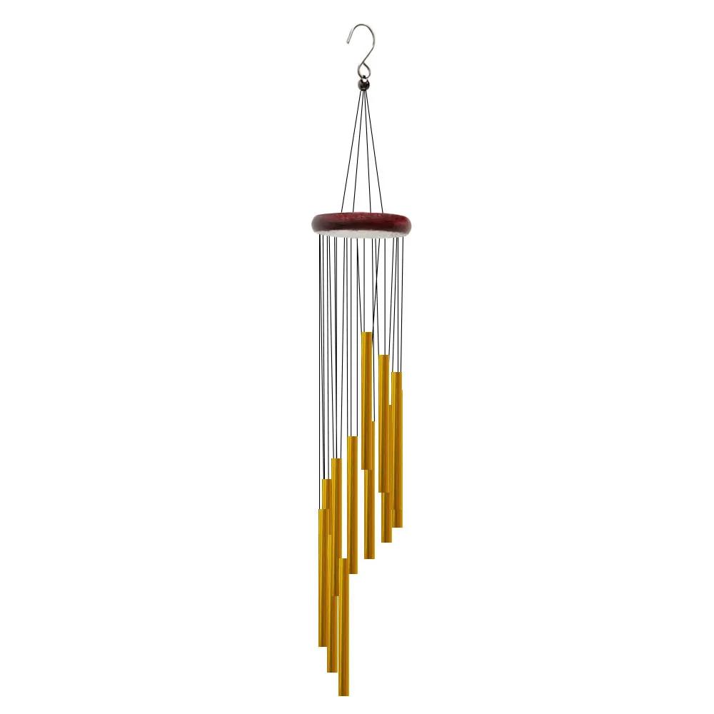 1piece 12 Tubes Aluminum Alloy Wind Chimes Party Memorial Decoration Gifts with Hook Gold/silver Bells for Outside Home Wedding