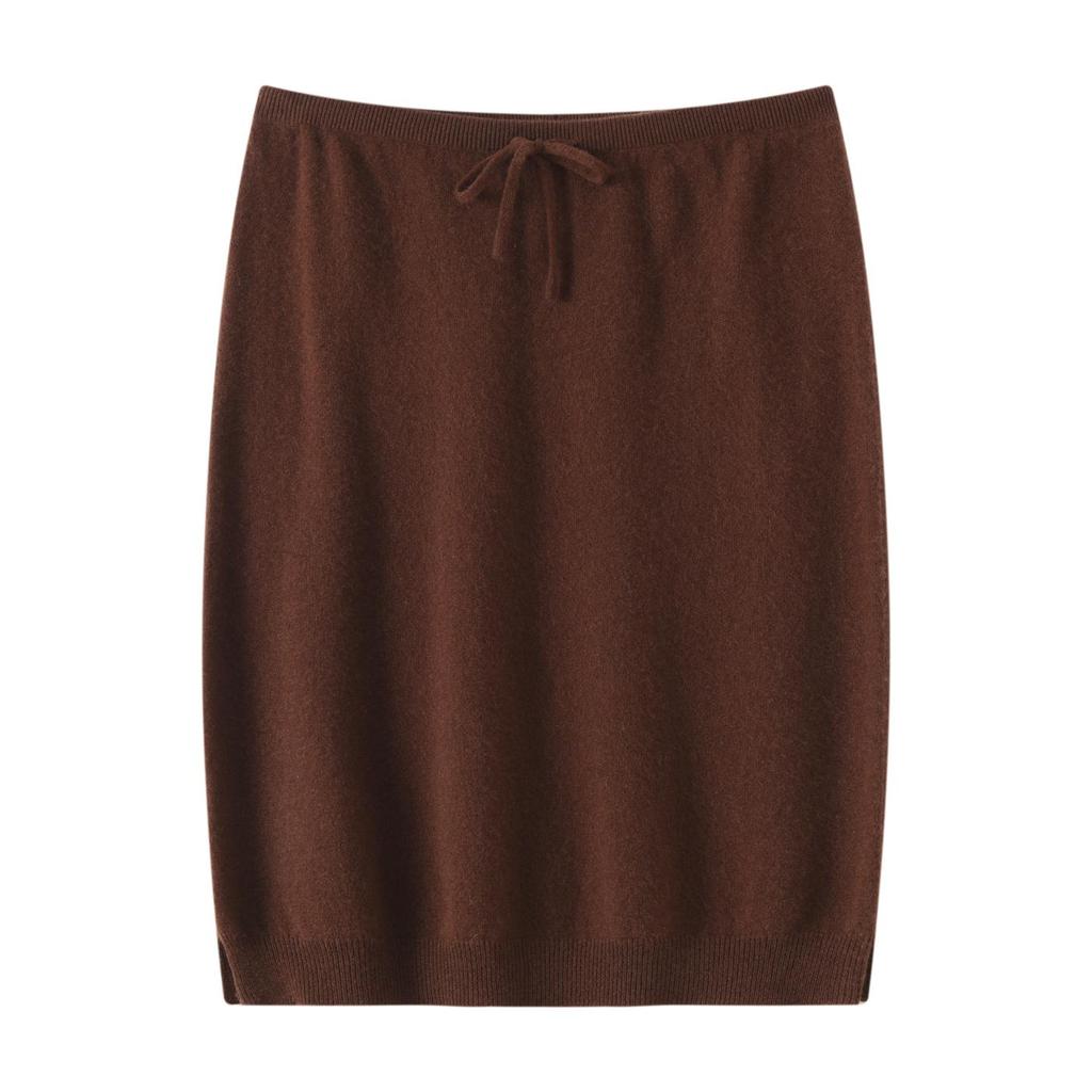 Lekasha 100% Cashmere Elastic Waist Short Skirt