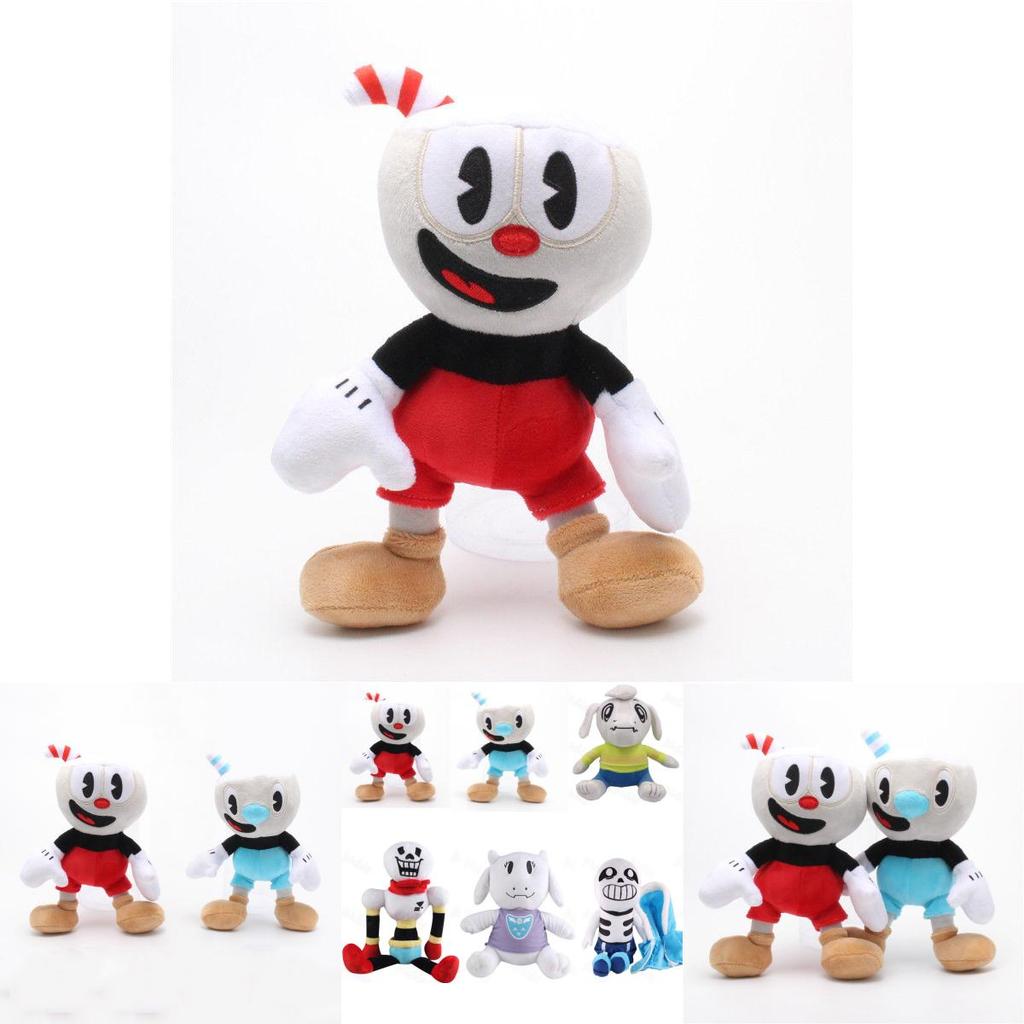 Premium 2 Pieces Set Of 10 Inch Cuphead And Mugman Plush Toys With Cozy Mecup And Brocup Designs