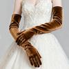 Элегантные длинные бархатные перчатки однотонные длинные варежки невесты свадебные аксессуары
