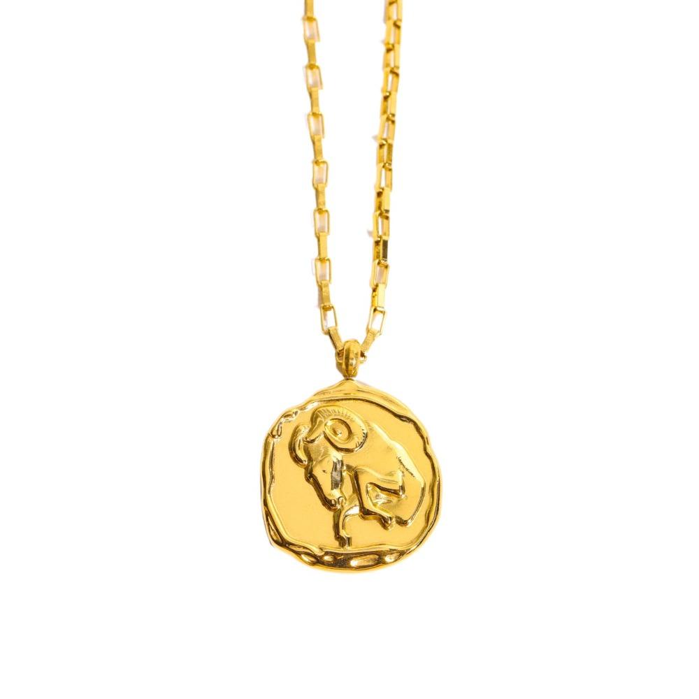 Pendant 12 Constellation Necklace Neck Jewelry Vintage Golden Necklace  Vacation