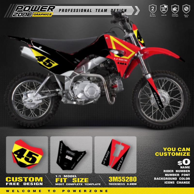 PowerZone Custom Graphics Backgrounds Decals Motorcycle Stickers Kit For HONDA CRF110F 2019 2020 2021 110cc Number Name 01
