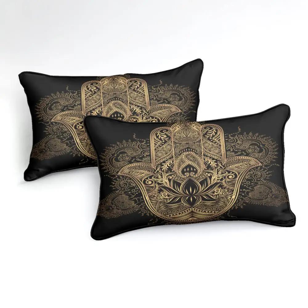 Комплект постельного белья Hamsa Hand Boho Mandala, пододеяльник, комплект постельного белья Black Gold Bohemia, комплект постельного белья Fatima Hand, пододеяльник Lucky Hand