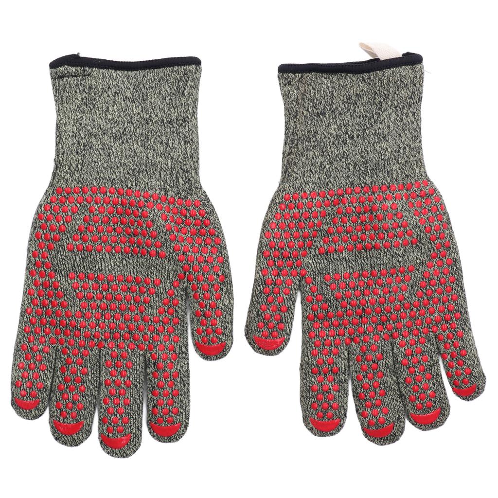 Heat Resistant Gloves Aramid Silicone Cotton BBQ Grill Oven Mitts 500℃ High Temperature Resistance 3