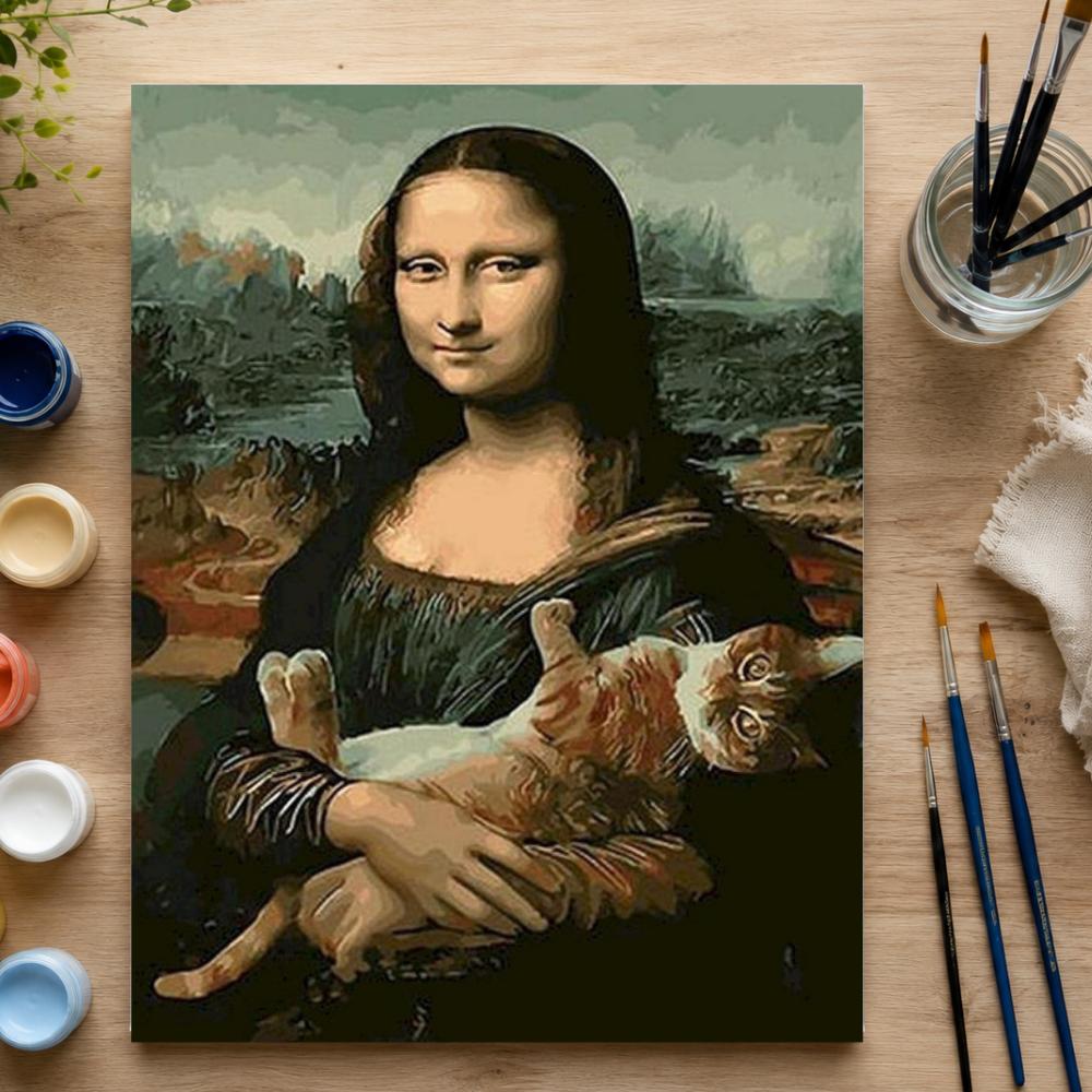 Obraz Do Malowania Po Numerach Z Ramą 50X70 Mona Lisa Z Kotem