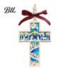 Reading Enthusiast Gift Christmas Wooden Hollowed Pendant, Cross/Christmas Tree Hanging Ornament, Decorative Holiday Wood Craft Plaid Bow Decor