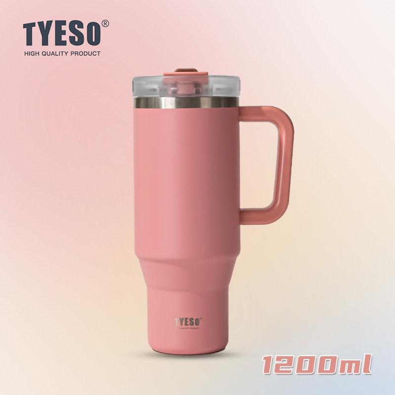 1200ml Tyeso Vacuum With Handle Bottle Stainless Steel Car Mug Straw Thermal Iced Travel Cup Tumbler Hot Cold Water Cup
