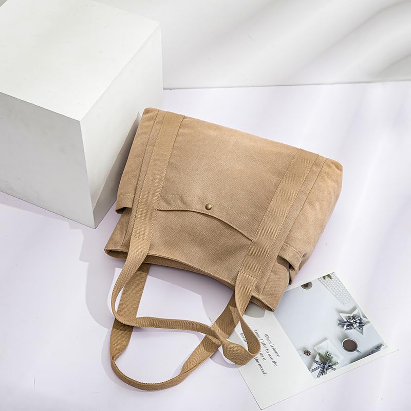 [Yocipa] женская и мужская сумка-тоут Большая холщовая легкая сумка через плечо для поездок на работу Большая вместимость для поездок в школу многофункциональная сумка через плечо