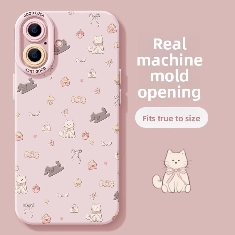 Чехол для телефона Cat Apple 16 15 Pro Max Новая модель для женщин 14 Plus Девичий 13 Pro Милый 12 Защитный чехол