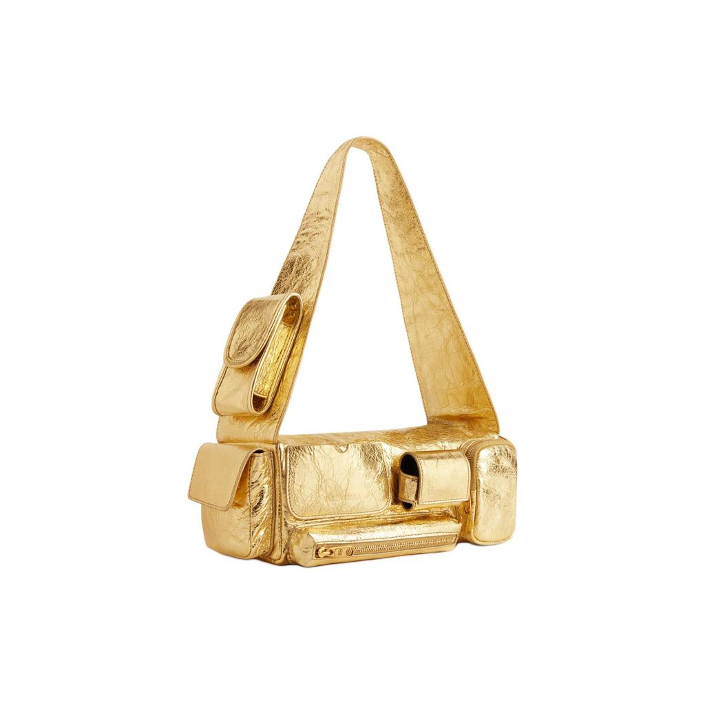 Balenciaga Superbusy Lambskin Handbag, Shoulder Bag Women's Gold 7625162AAVI8018