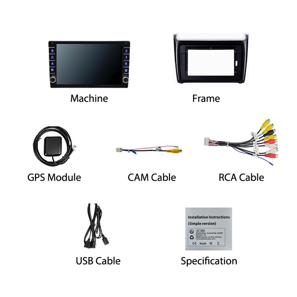 Автомобильное Android-радио для Volkswagen Polo Sedan 2008-2018 с кнопочной ручкой 2din мультимедийный стерео видеоплеер WIFI GPS Carplay 2 + 32 ГБ