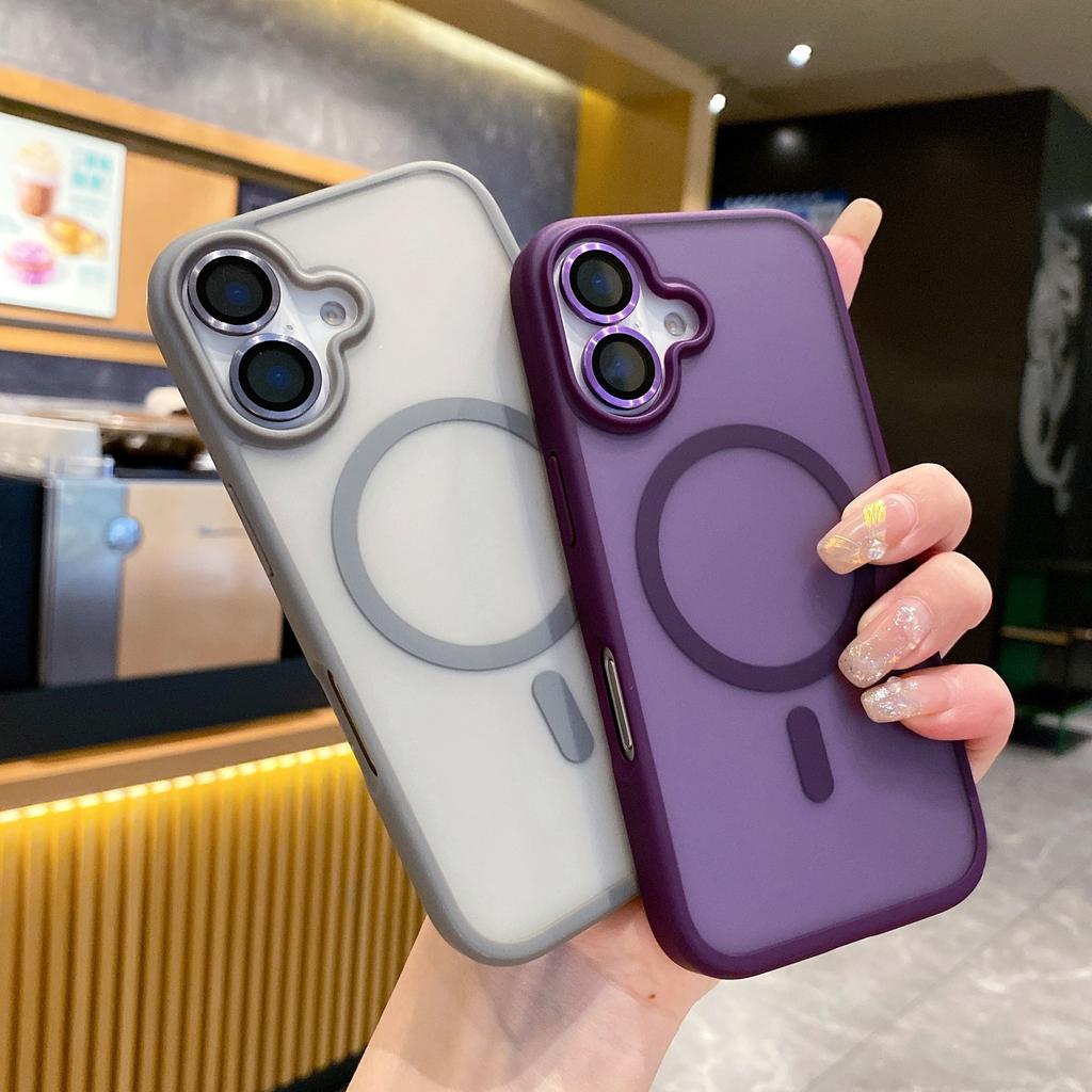 For iPhone 16 Case Compatible with MagSafe TPU+PC Phone Cover with Lens Film - Desert Gold