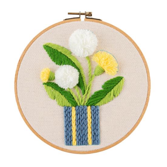 Набор для вышивания своими руками Ткань для вышивки Шерсть Пряжа Игла Пяльцы Набор Цветочный узор