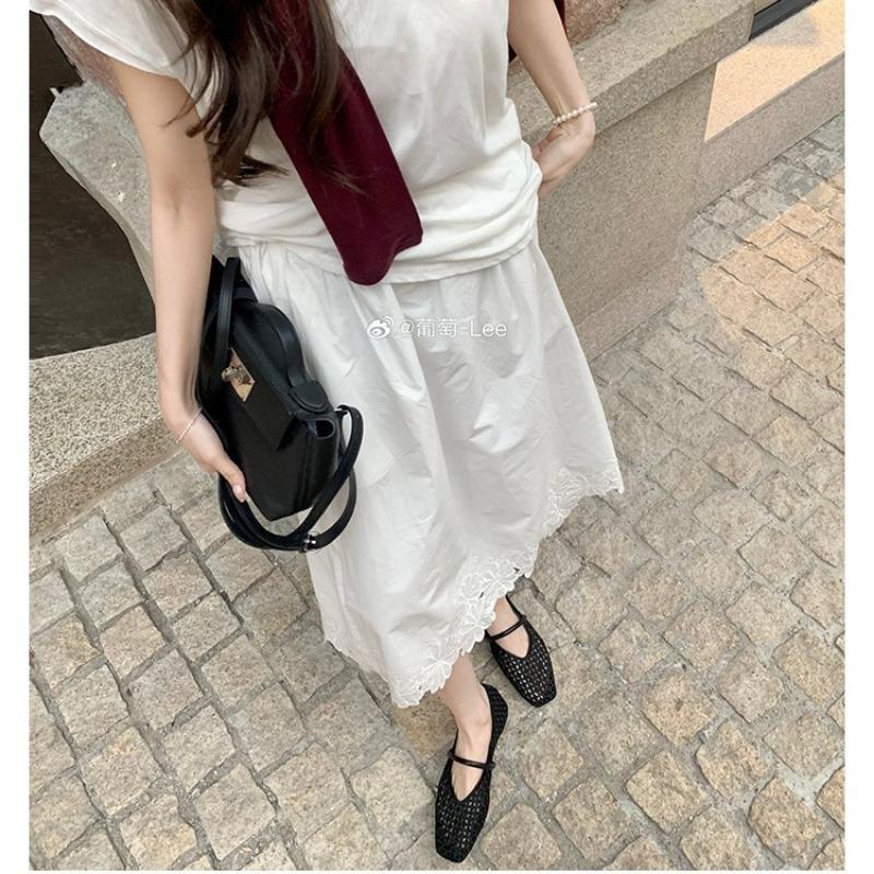 ~ Квадратный носок полая вязка однословный ремень универсальные мягкая поверхность легкий подъем одинарная обувь женская