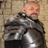 Shadowforged Knight Armor A Fearsome Gothic Warrior's Cuirass with Spiked Shoulder Pads, Well-worn Greaves,