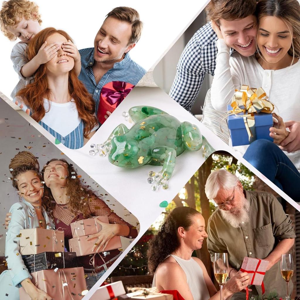 Natural Crystal Gravel Resin Frog Figurines - Healing Zen Decor for Fishbowl, Aquarium & Home, Handmade Frog Statues Collection, Spiritual Gift