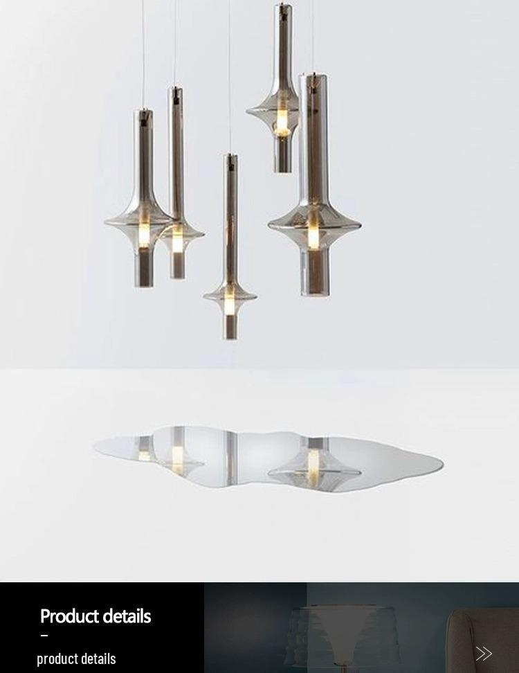 Итальянский дизайнерский подвесной светильник PENTA для столовой и баров - Художественное стекло и бамбук