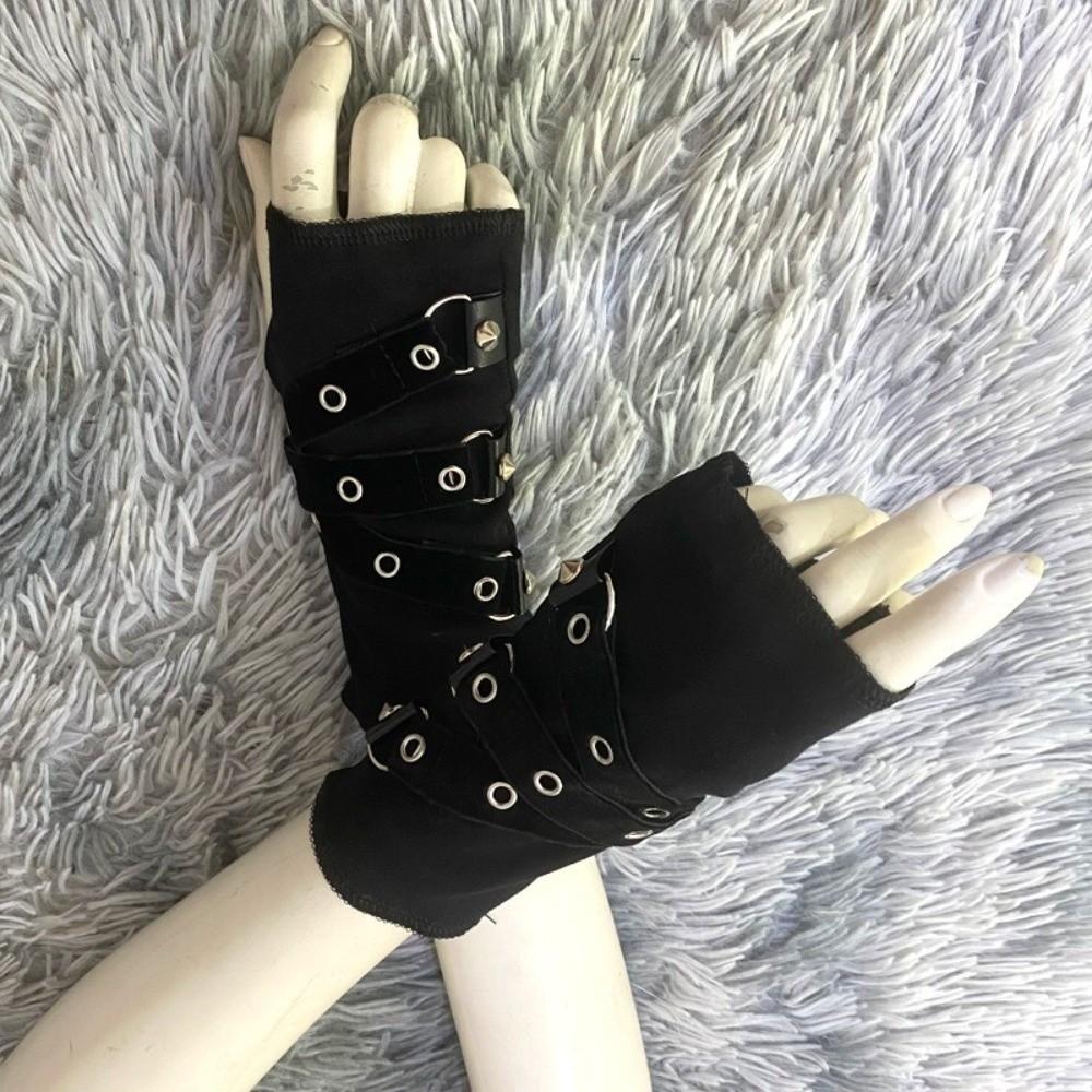 Buckle Street Dance Sleeves Metal Rivet Punk Style Sleeves New Fingerless Gloves Motorcycle Riding