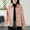 Dimanaf 2025 New Short Blouse Jacket Autumn Solid Coat Long Sleeves Buttons Pink Women
