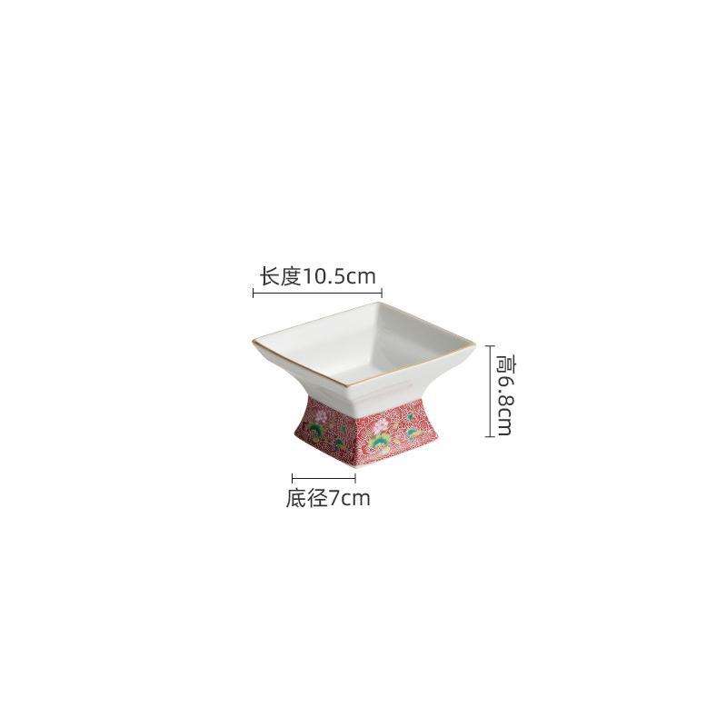 Цветная эмалированная керамическая миска с высокой ножкой, квадратная миска с золотым краем, миска для десерта, миска для закусок, миски для суши, креативная посуда для молекулярной кухни