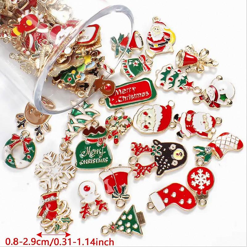 20PCS Christmas Multi-element Pendant Bracelet Ornament Keychain Alloy Creativity DIY Gift Accessories