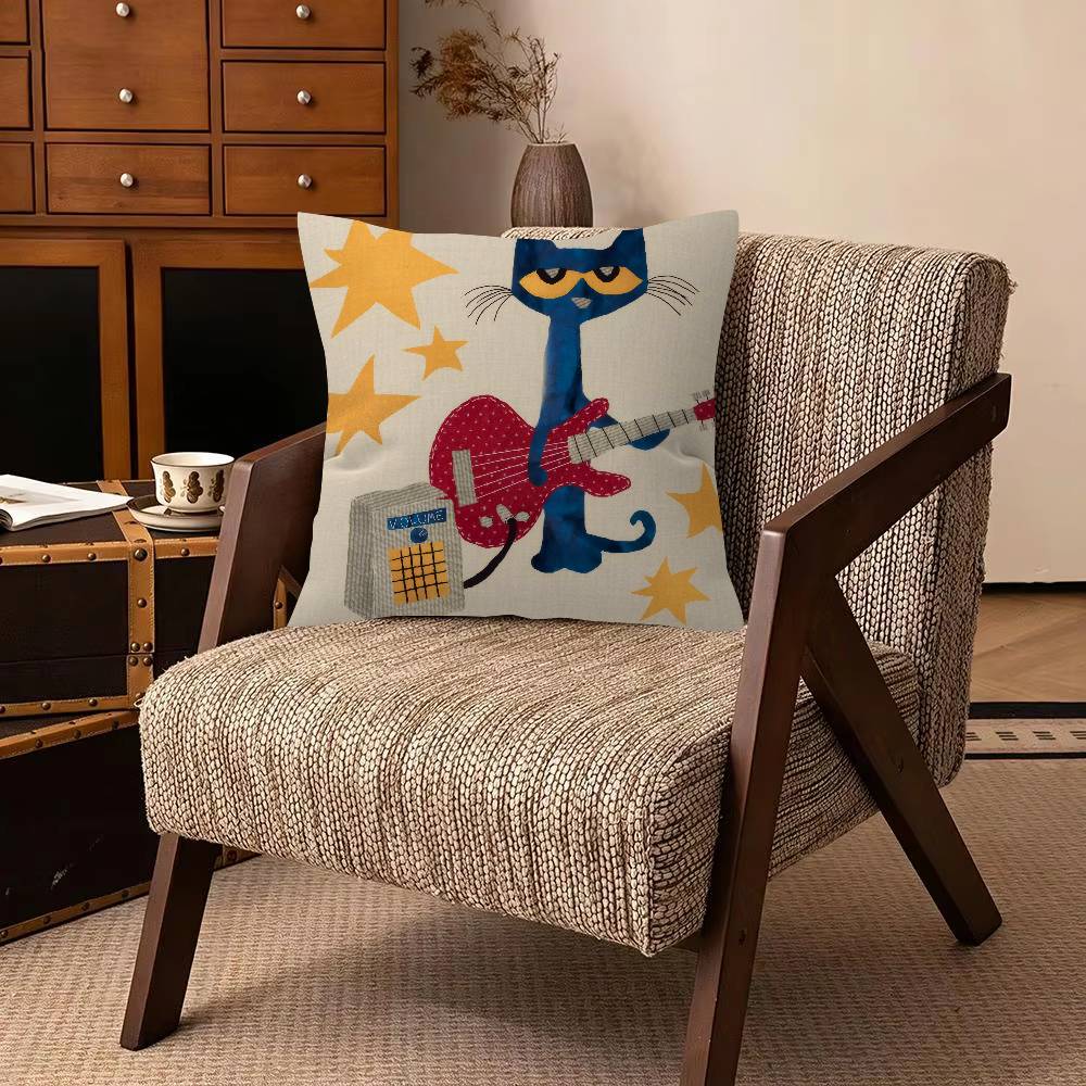 Cartoon PPete tthe CCat T Decorative Pillowcase Square Pillowcase Home Office Decorative Cushion Cover