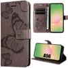 Protective Case - BOOLING - for Samsung Galaxy A56 5G - Synthetic Leather - Butterfly Pattern - Brown