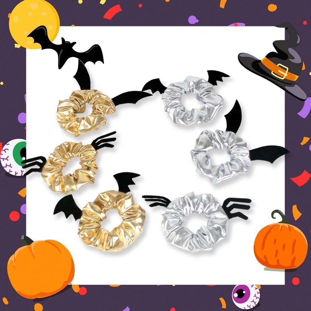 High Elastic Bat Wing Hairband Shiny Metallic Spider Hair Tie Halloween Scrunchies Festival Gift
