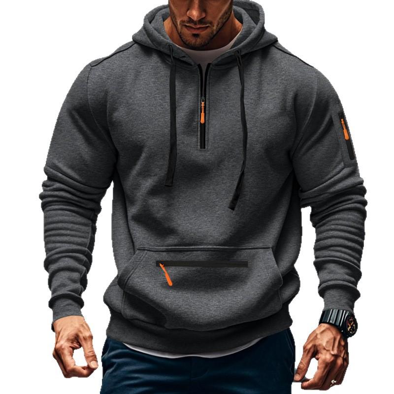 Men's Loose Fit Heavyweight American-Style Casual Sportswear Jacket Fleece Lined Hooded Sweatshirt for Winter