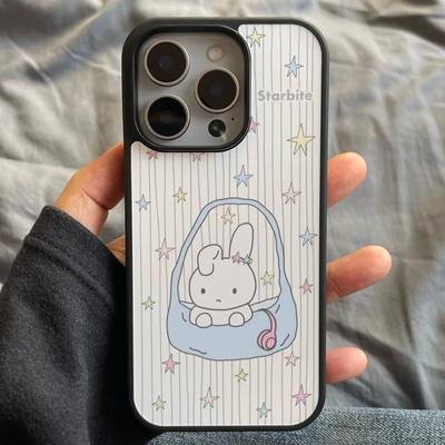 Синяя сумка со звездами кролик для чехла мобильного телефона iPhone16/17pro 14 матовый PC13 девушка 12 милый IP15
