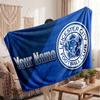 Leicester City Personalized Fleece Blanket With Football Logo, Custom Name Text Soft Warm Home Throw Blanket