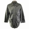Sheep Leather Hidden Button Lambskin Coat Outerwear/Men’s L/Black/Full Zip Rider Style(USED)