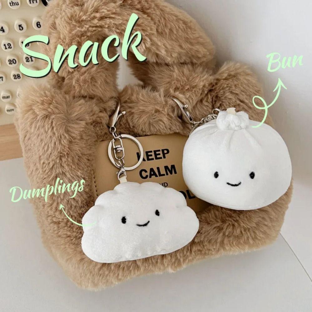 Plush Stuffed Dumpling Plush Keychain Steamed Stuffed Bun Dumpling Plush Toy Backpack Decor