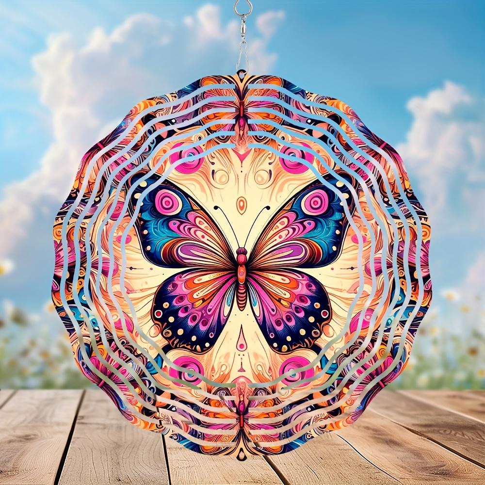 Флюгер-бабочка из нержавеющей стали 25 см, красочный колышущийся садовый декор для внутреннего и наружного двора, патио, подвесное искусство