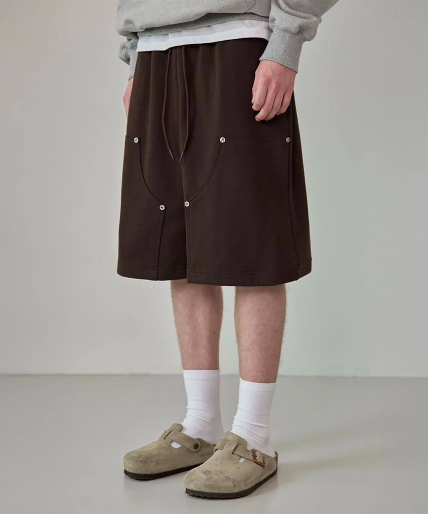 BOUNDARY Double Knee Rivet Bermuda Shorts [Brown]