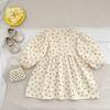 Girls Long Sleeve Dress Floral Print Turtleneck A-Line Cotton 3-8 Years Old