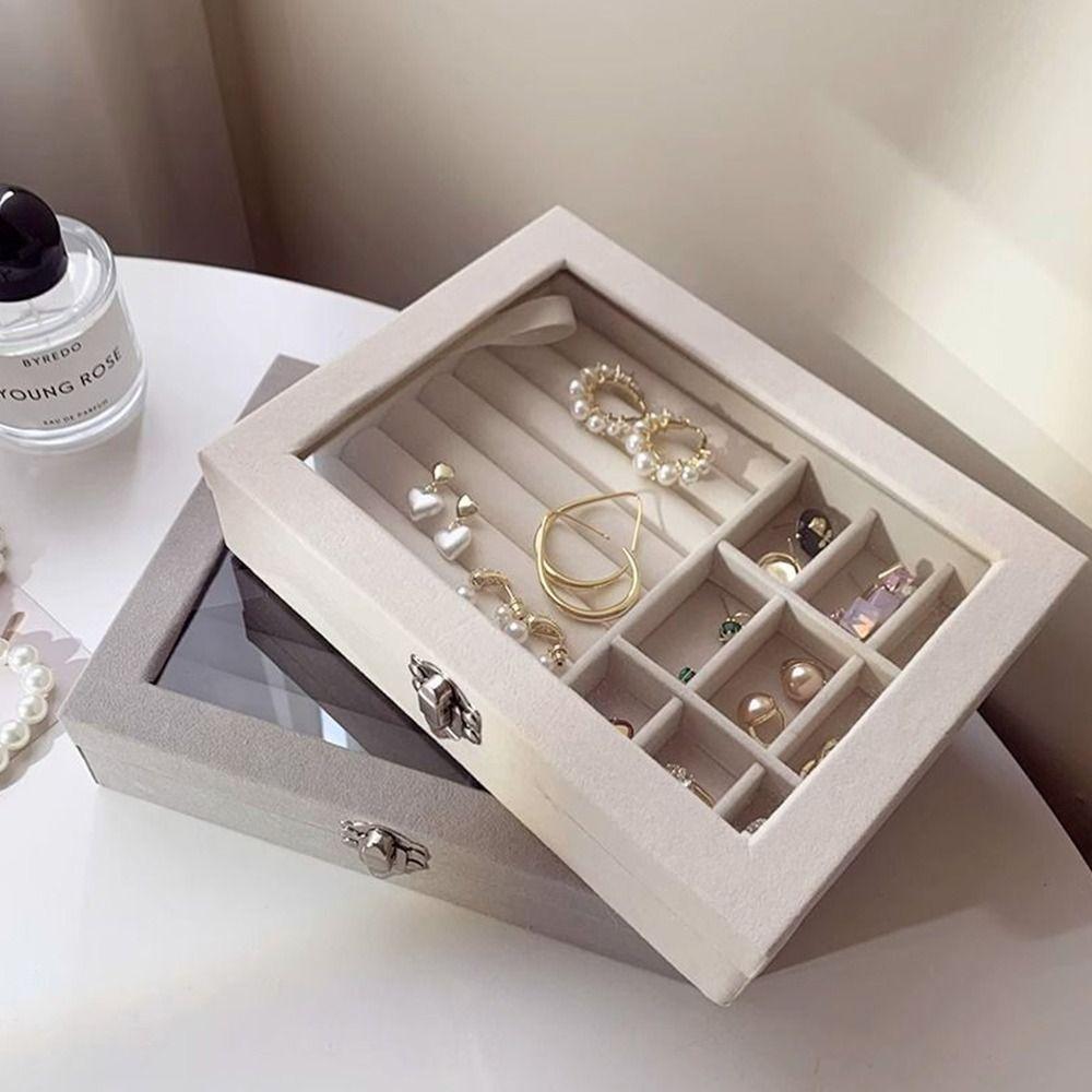 Держатель для колец Органайзер для украшений Прозрачная коробка для демонстрации украшений Коробка для хранения украшений Дорожное хранение