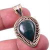 Natural Bloodstone Gemstone 925 Solid Sterling Silver TwoTone Pendant 1.50" U6z26