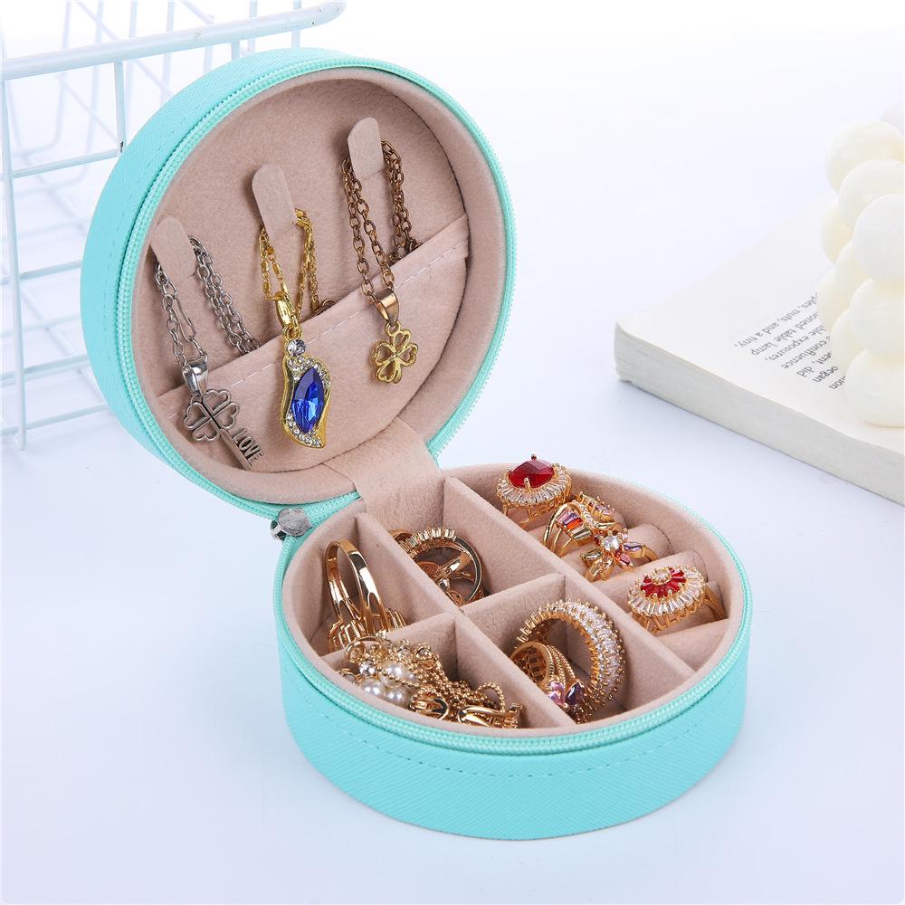 Компактная круглая дорожная шкатулка для украшений для серег, колец и ожерелий