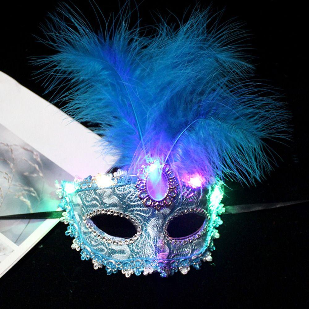 Party Supplies Feather Butterfly Mask Light Up Venice Masquerade Masks LED Glowing Mask Gift