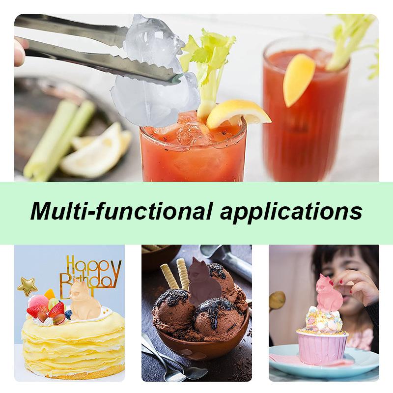 3D Форма для льда в виде кота Легко извлекается Силиконовая машина для ледяного хоккея Подходит для холодных напитков, виски и коктейлей Не содержит бисфенол А