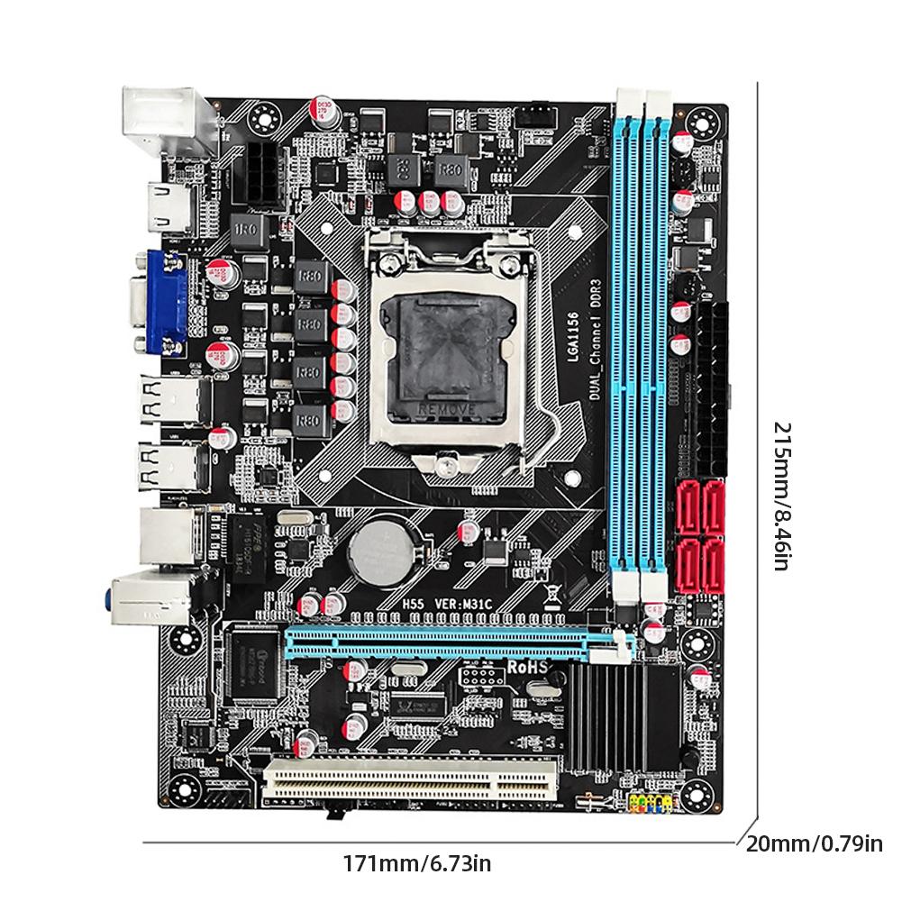 MY# H55 PC материнская плата 1333MHz материнская плата набор SATA2.0 LGA 1156 компьютер материнская плата