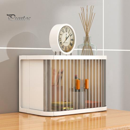 1Pc/2Pcs Useful Bottom Slot Convenient Desktop Storage Box Collapsible Design Desktop Storage Box Living Room Accessory