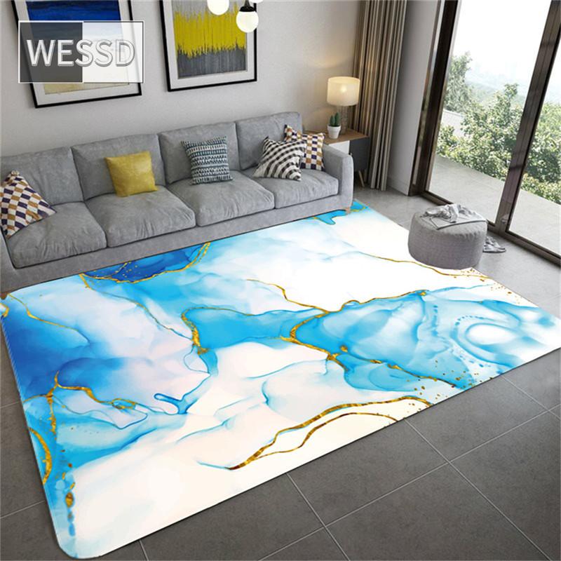 Синий Белый Картина Абстрактная Большой Коврик Для Гостиной Современная Фланелевая Губка Диван Ковер Входные Коврики Украшение Дома