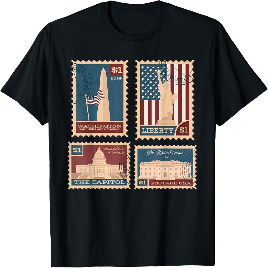 Вашингтон, округ Колумбия Винтажные Почтовые Марки Путешествия Футболка