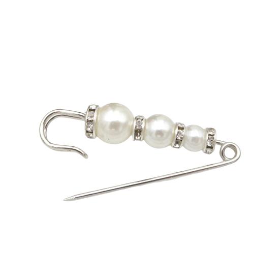 Flower Shape Anti-Exposure Women Brooch Pin Shining Rhinestone Faux Pearls Safety Pin Costume Accessories