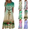 Women's Summer Casual Fashion Easter Printed Short Sleeve Round Neck Pocket Dress